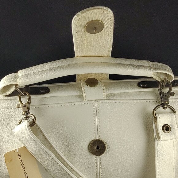 Maison Blanche White Pebbled Leather Purse NWT Handle & Shoulder Strap Vtg OOB - Picture 8 of 15